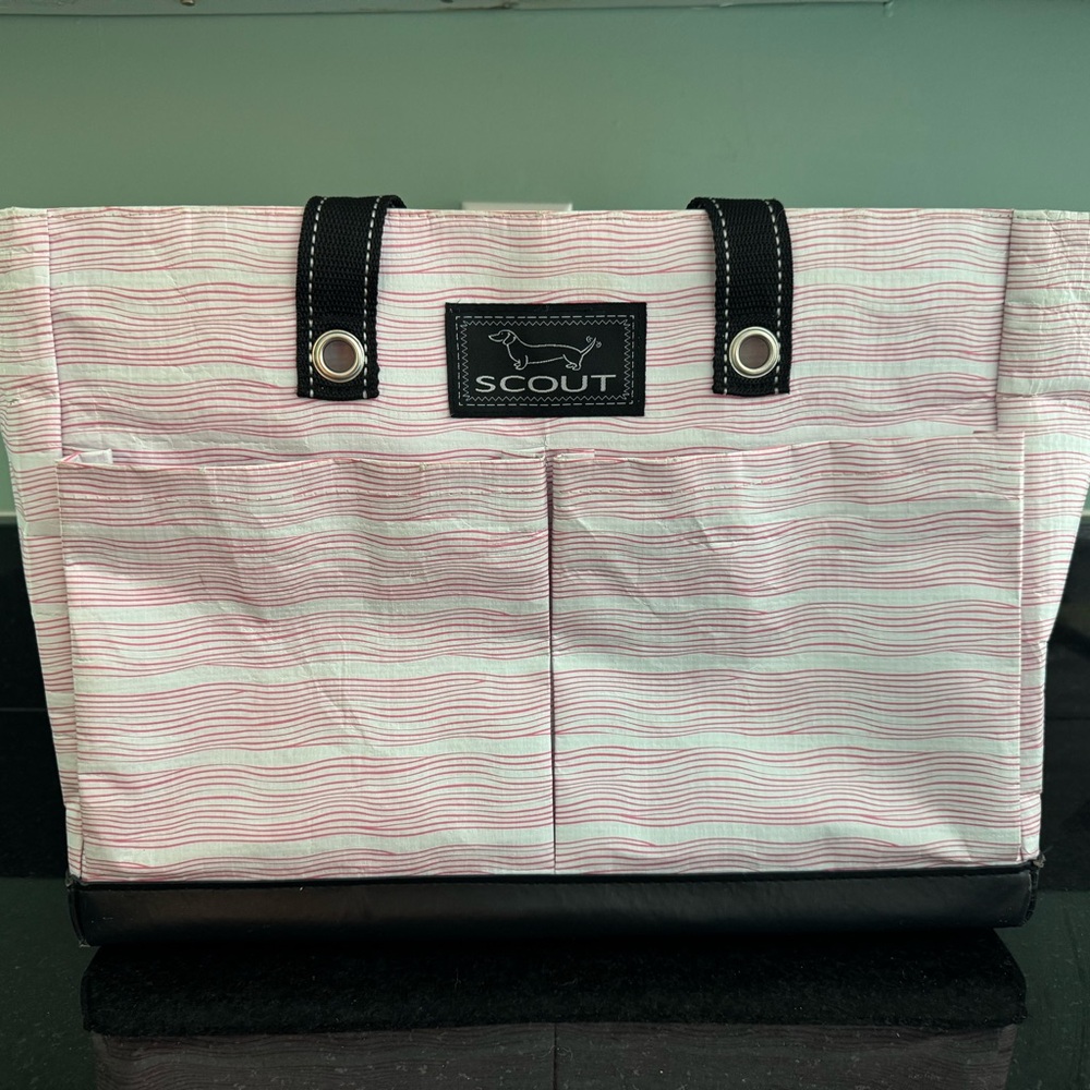 Scout Pink and White Striped Tote Bag
